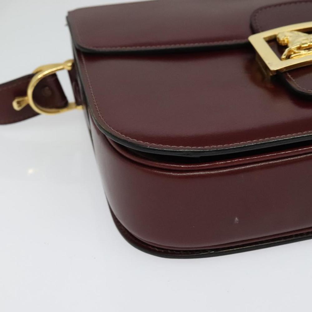 CELINE Horse Carriage Shoulder Bag Leather Bordeaux Gold Auth yk18928 - Picture 9 of 16